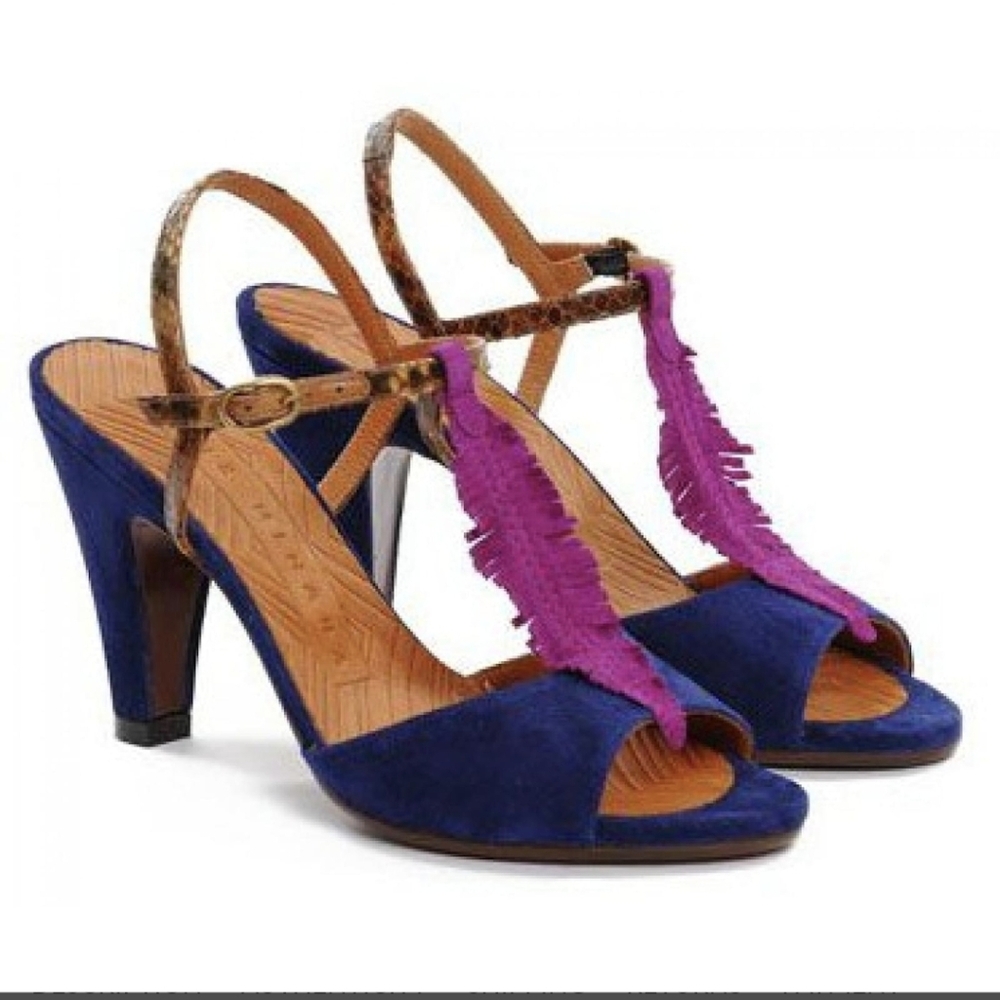 Chie Mihara Blue and Pink Heeled Shoes
